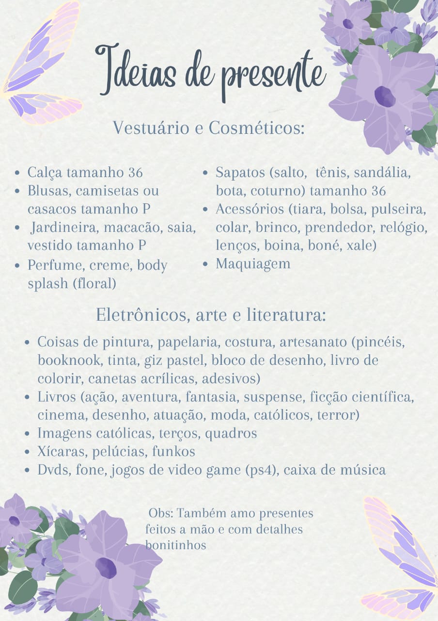 Sugestões de presentes para os 15 anos da Isabeli